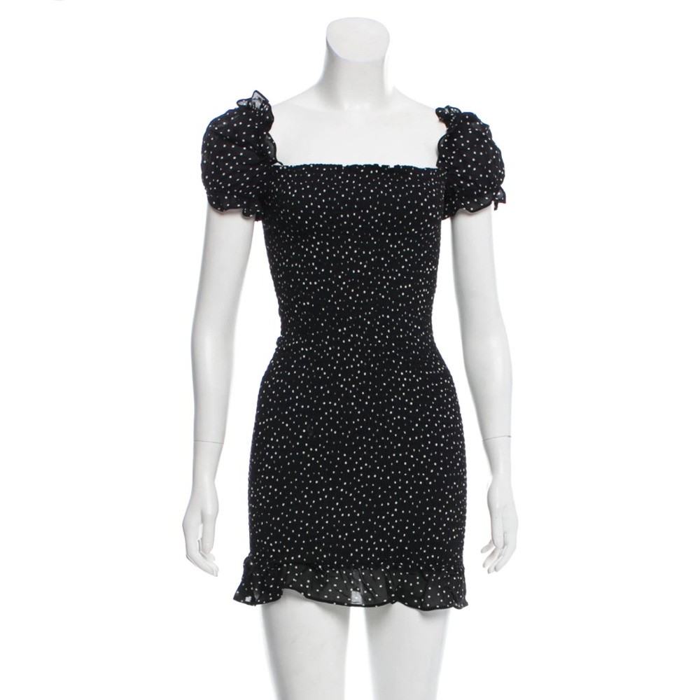 Reformation Selene Polka Dot Smocked Mini Dress Small